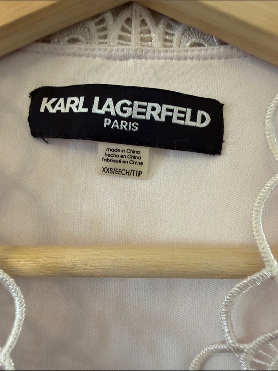 Karl Lagerfeld Tops - Karl Lagerfeld Paris White Top with Lace Trim